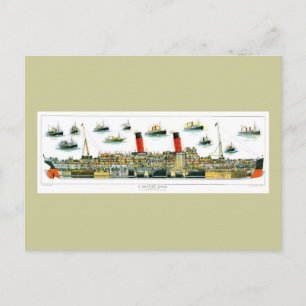 Vintage Lithografie Britisches Ozeanschiff RMS Car Postkarte