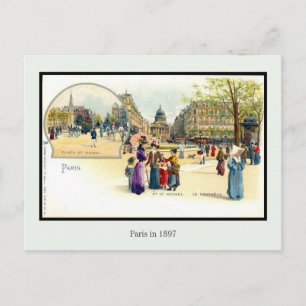 Vintage-Lithografie Paris 1897 2 von 6 Postkarte