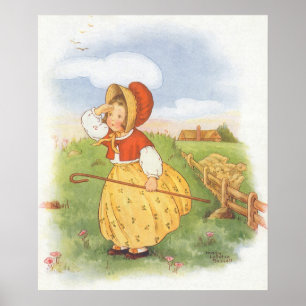 Vintage Little Bo Peep Mother Goose Kinderreim Poster