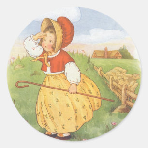 Vintage Little Bo Peep Mother Goose Kinderreim Runder Aufkleber