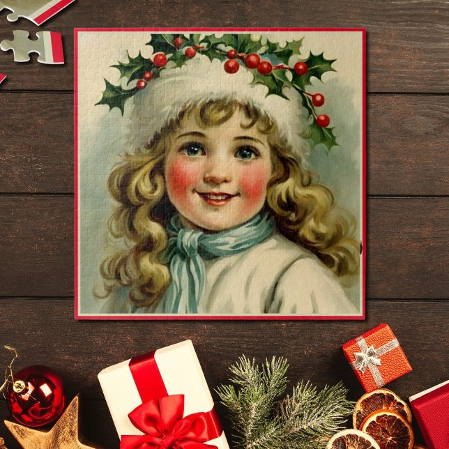 Vintage little girl  with  mistletoe puzzle (Von Creator hochgeladen)