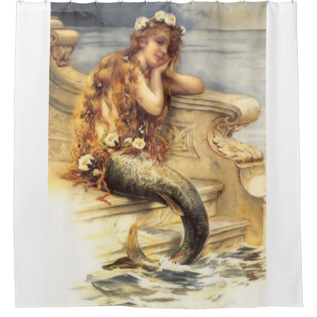 Vintage Little Mermaid Duschvorhang (Vorderseite)