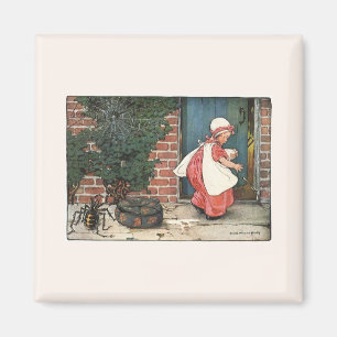 Vintage Little Miss Muffet Spinne Kinderreim Magnet