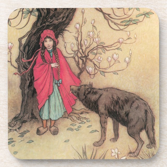 Vintage Little Red Riding Hood von Warwick Goble Untersetzer (Vorderseite)