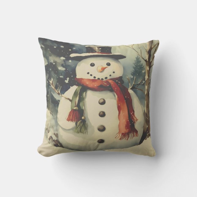 Vintage Little snowman  Kissen (Vorderseite)