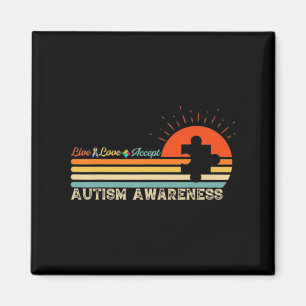 Vintage Live-Liebe Akzeptieren Autismus Puzzle Aut Magnet