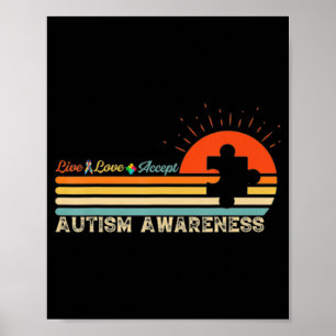 Vintage Live-Liebe Akzeptieren Autismus Puzzle Aut Poster