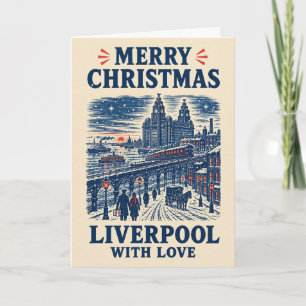 Vintage Liverpool Weihnachten Liver Building Schne Karte