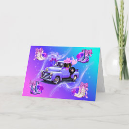 Vintage LKW Cowgirl Boots & Würstchen Dog Card Karte