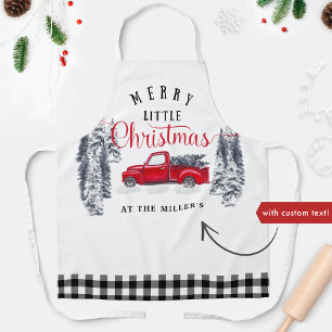 Vintage-LKW Frohe kleine Weihnachten Buffalo Plaid Schürze