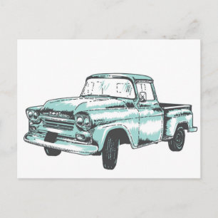 Vintage Lkw-Illustration Postkarte