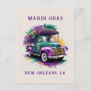 Vintage-LKW-Mardi-Gras-Feier Postkarte