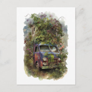Vintage LKW mit Blumen  Postkarte