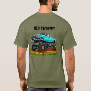 Vintage-LKW mit riesigem Hub auf dem Dreck anpasse T-Shirt
