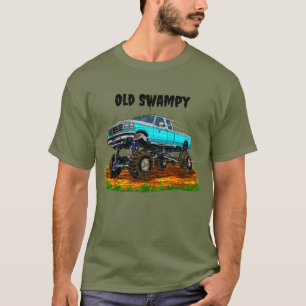 Vintage-LKW mit riesigem Hub auf dem Dreck anpasse T-Shirt