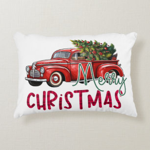 Vintage-LKW mit Weihnachtsbaum Dekokissen