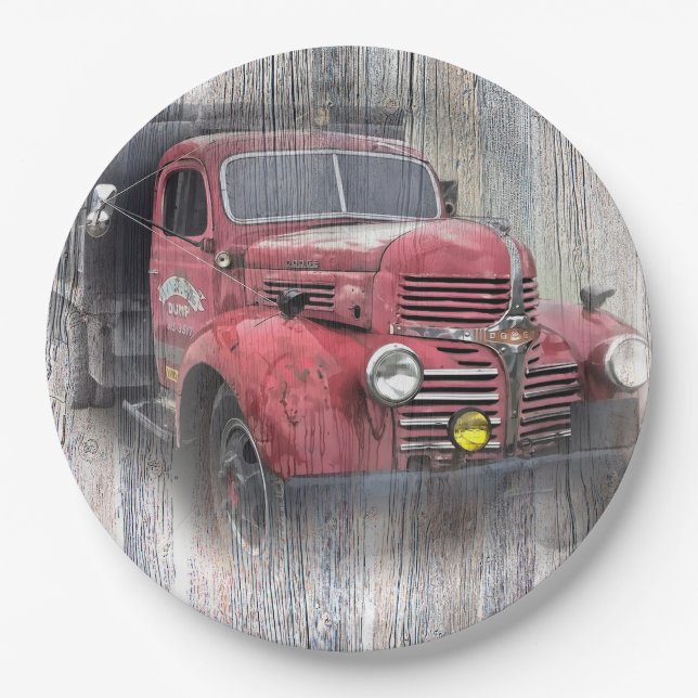 VINTAGE-LKW PAPPTELLER (Vorderseite)