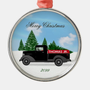 Vintage-LKW Premium-Rundornament Ornament Aus Metall