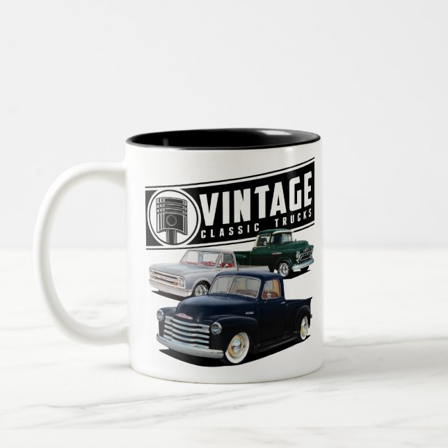 Vintage LKW Zweifarbige Tasse (Links)