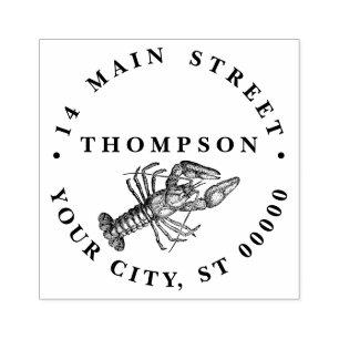 Vintage Lobster #1 Zeichnend Name Rücksendeadresse Gummistempel