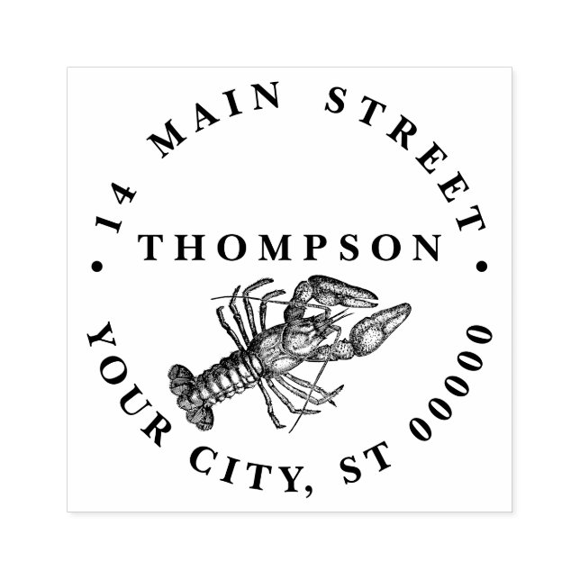 Vintage Lobster #1 Zeichnend Name Rücksendeadresse Gummistempel (Prägung)