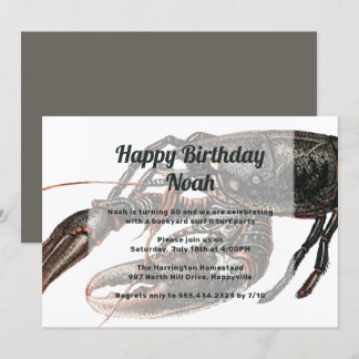 Vintage Lobster Art Geburtstagsparty Einladung