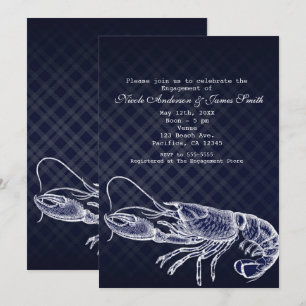 Vintage Lobster Navy Blauer Elegante Einladungen