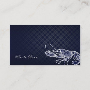 Vintage Lobster Navy Blue EleganSea Food Custom Visitenkarte