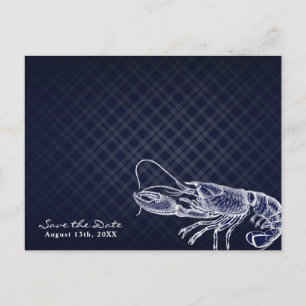 Vintage Lobster Navy Blue Elegant Save the Date Ankündigungspostkarte
