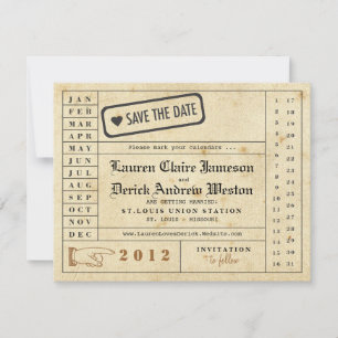 Vintage Lochkarte Save the Date