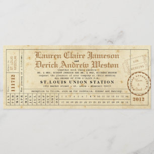 Vintage-Lochkarten-Einladung in Teelänge Einladung