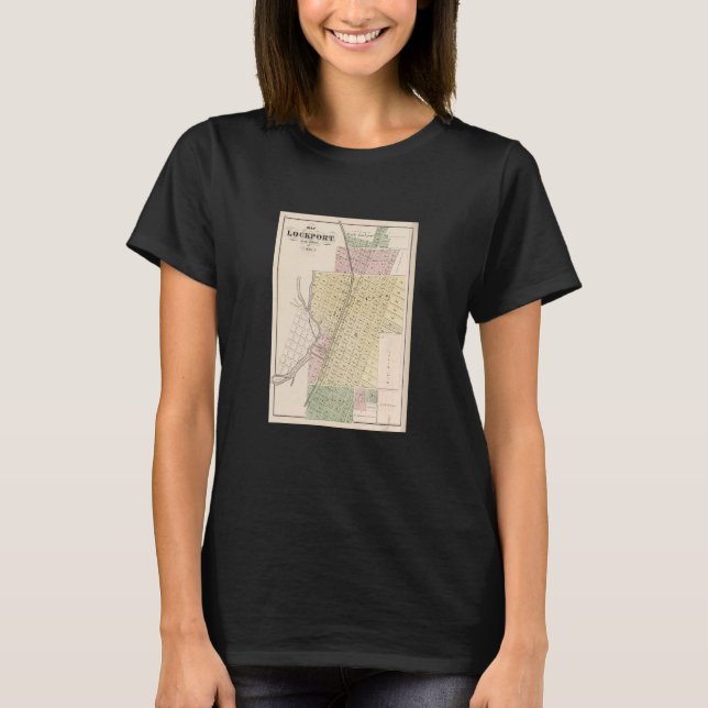 Vintage Lockport IL Map 1873 T-Shirt (Vorderseite)