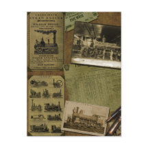 Vintage Locomotive Scrapbook Postcard