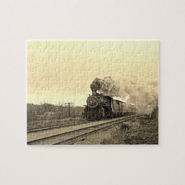 Vintage Locomotive Train Steam Engine Railway Puzzle (Horizontal)