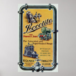 Vintage Locotite Steam Motor Werbung Poster