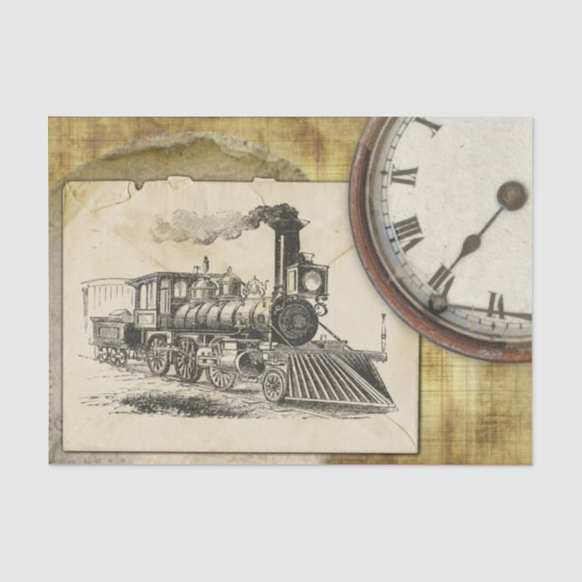 Vintage Lokomotive Seidenpapier (Vorderseite)