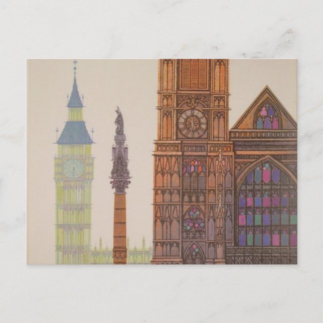 Vintage London Air Travel Advertisement Big Ben Postkarte (Vorderseite)