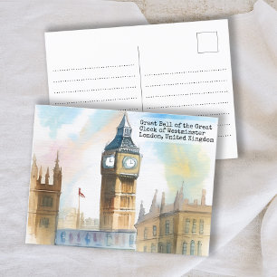 Vintage London Big Ben Aquarell Postkarte