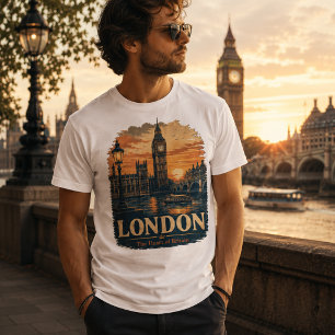 Vintage London Big Ben Sonnenuntergang Retro Reise T-Shirt
