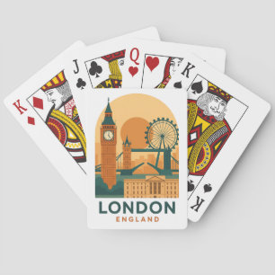 Vintage London England Reise Poker Karten – Retro Spielkarten