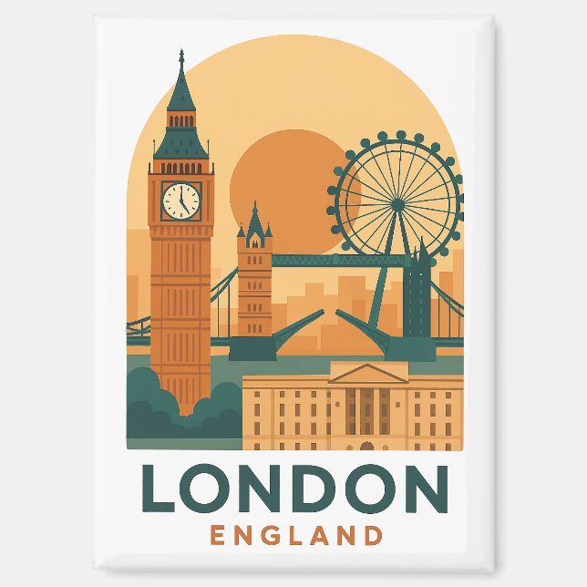 Vintage London England Reise | Retro  Magnet (Vorderseite)