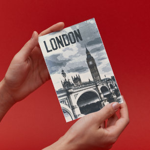 Vintage London England Retro Europa Reise Kunst Postkarte