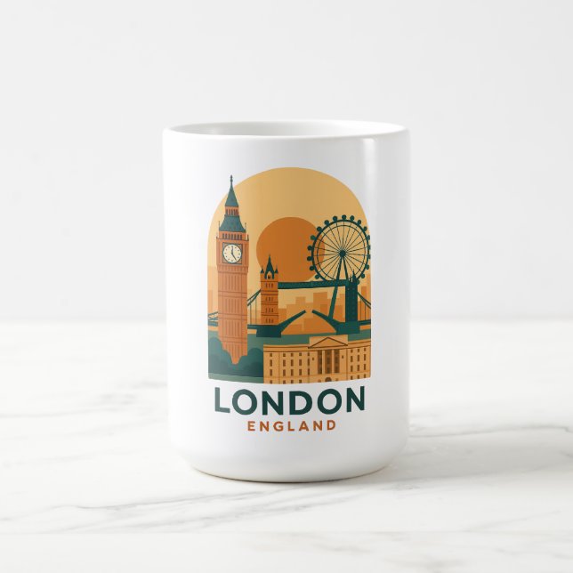 Vintage London England Travel Coffee Mug – Retro Kaffeetasse (Mittel)