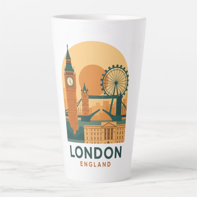 Vintage London England Travel Latte Mug – Retro  Milchtasse (Vorderseite)