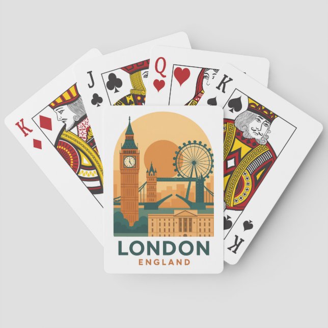 Vintage London England Travel Poker Cards – Retro  Spielkarten (Rückseite)