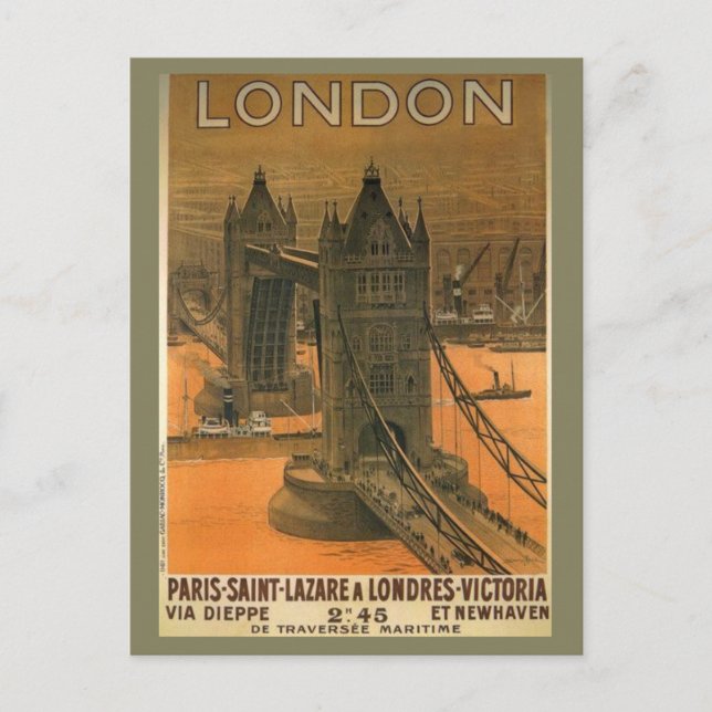 Vintage London Paris Eisenbahn - Werbung Postkarte (Vorderseite)
