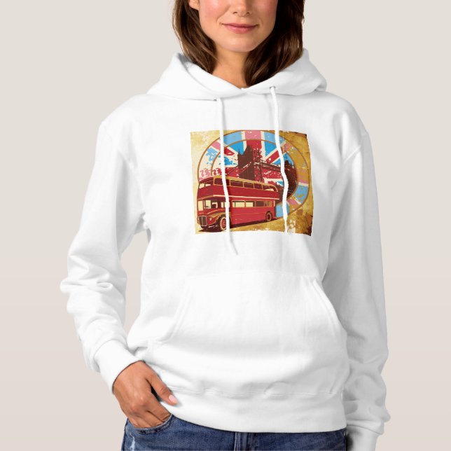 Vintage London Red Double Decker Bus Hoodie (Vorderseite)