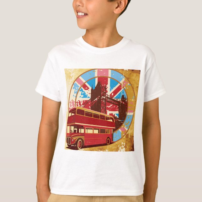 Vintage London Red Double Decker Bus T-Shirt (Vorderseite)