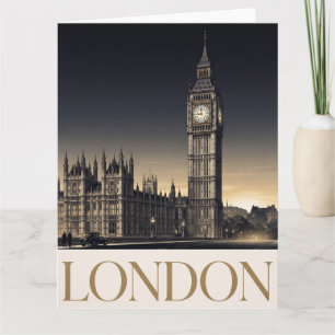 Vintage London Reiseplakat mit Big Ben Karte