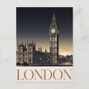 Vintage London Reiseplakat mit Big Ben Postkarte